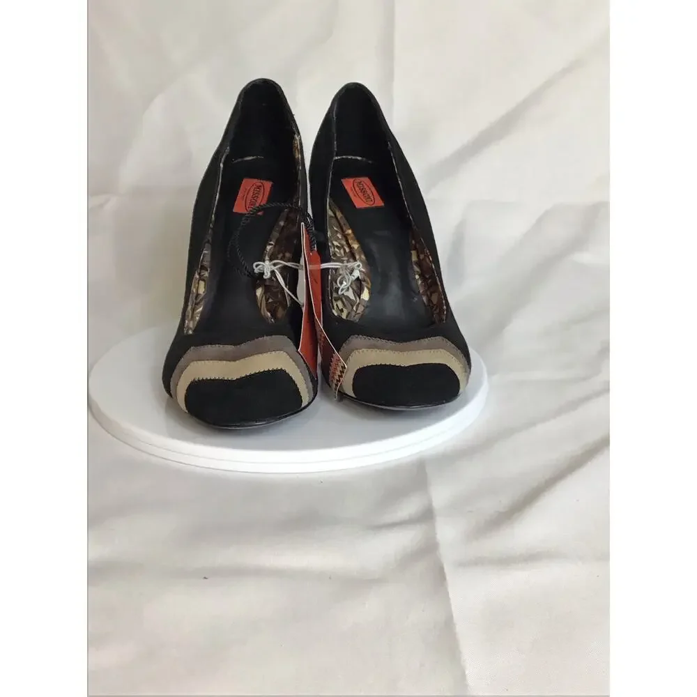 Missoni Women Suede pumps Sz. 7.5 brown NWT zig zag detail Barkwood Pumps